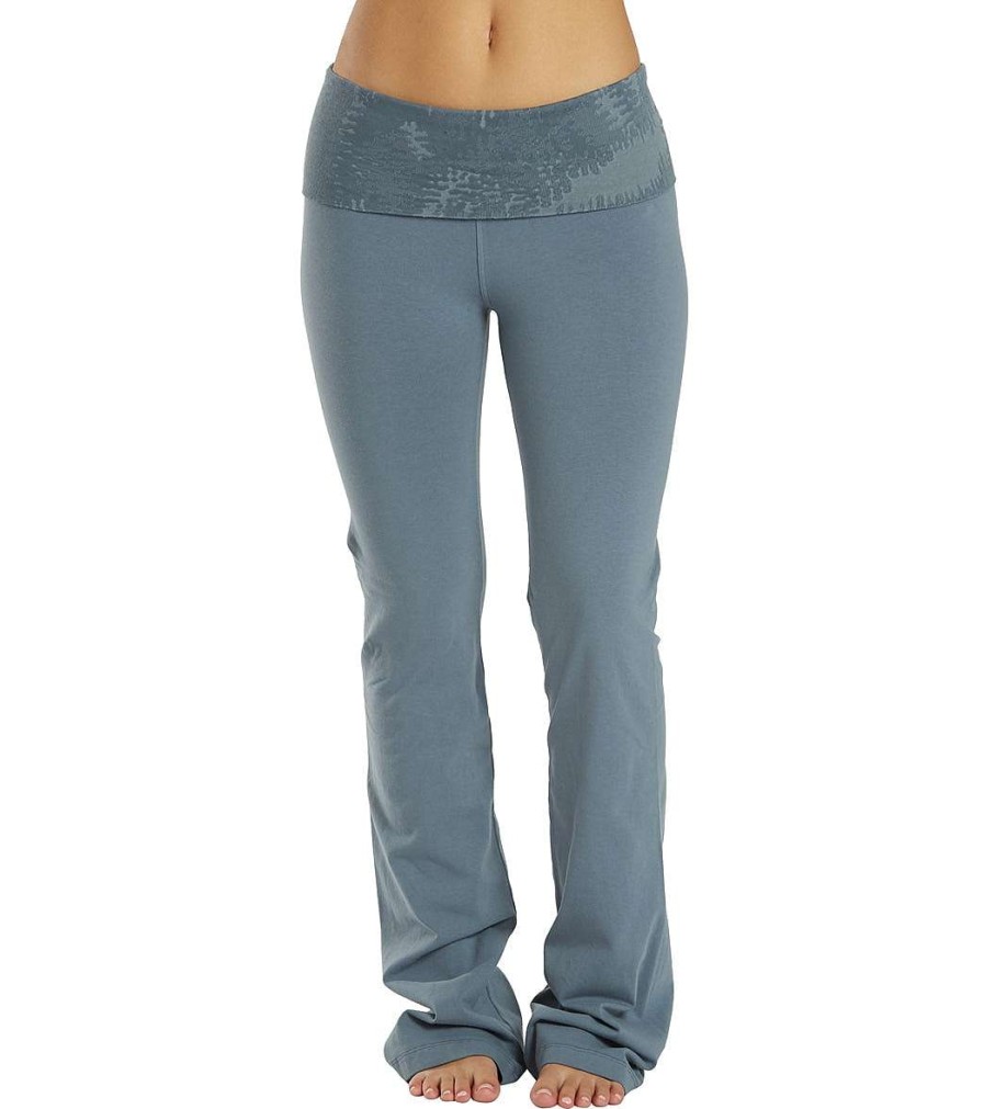 Clothing Hard Tail Yoga Pants | Contour Rolldown Bootleg Flare Pant Steel Blue