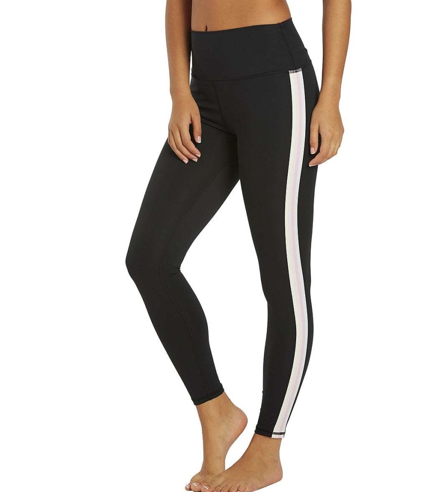 Clothing Spiritual Gangster Yoga Leggings | Essential High Waisted 7/8 W Taping Legging Black